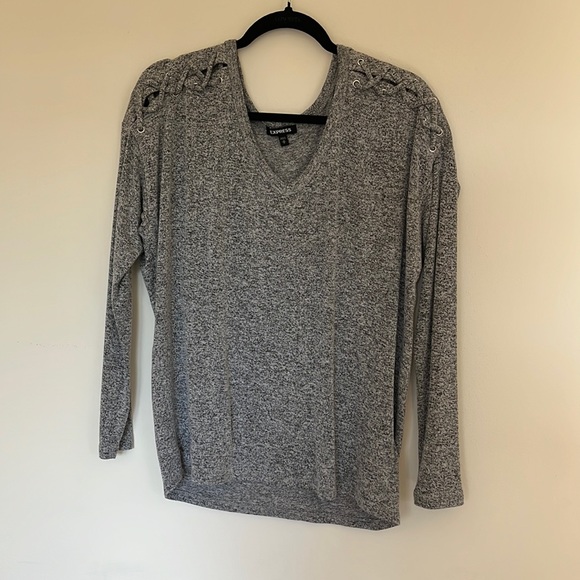 Express Long Sleeve Grey Shirt - Picture 1 of 4